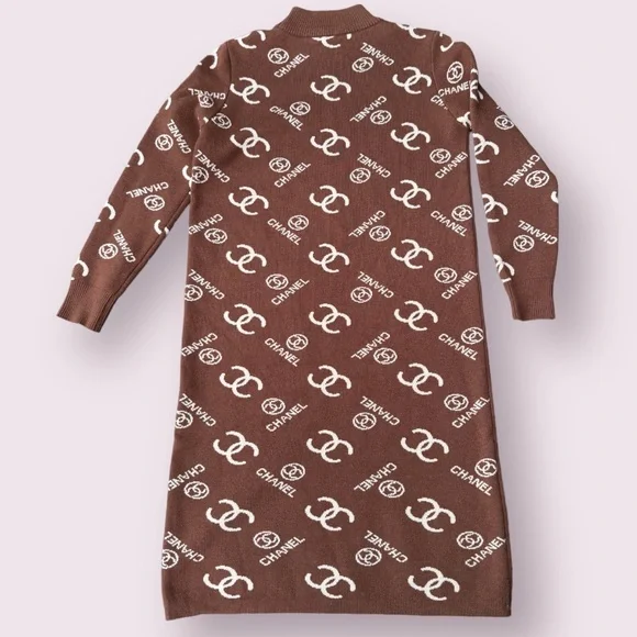 CHANEL CC Logo Monogram Sweater Dress